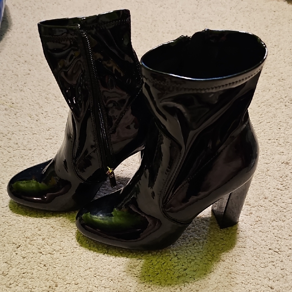 Black Patent Leather Ankle Boots